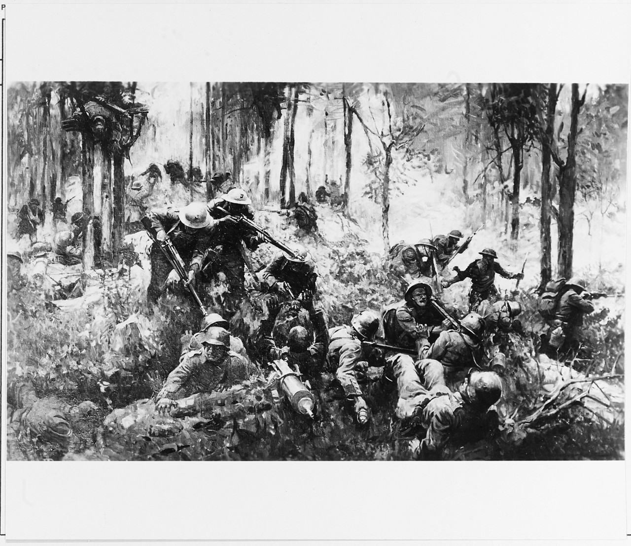 Marine in close combat assault against German soldiers .