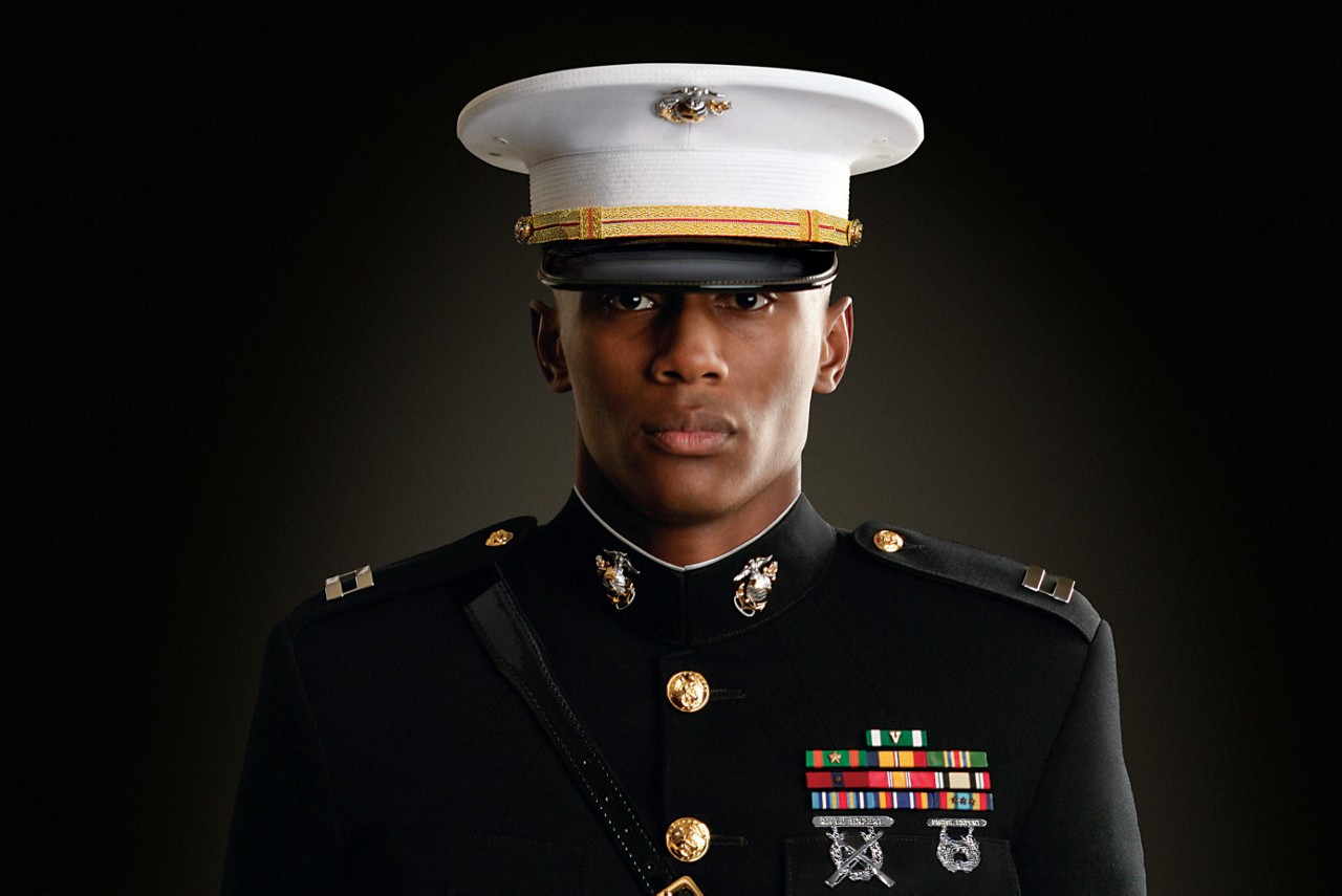 Portrait of Marine wearing dress blues.